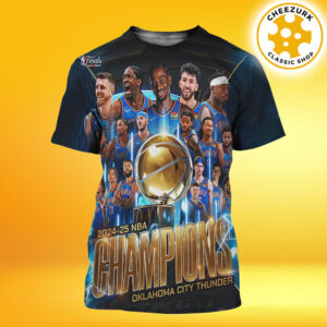 2025 NBA Finals Champions Are Oklahoma City Thunder All Over Print Shirt