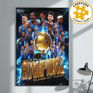 2025 NBA Finals Champions Are Oklahoma City Thunder Home Decor Poster Canvas