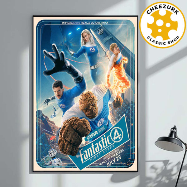 A New Poster For The Fantastic Four First Steps Only In Theaters July 2025 Home Decor Poster Canvas