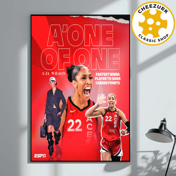 A’ja Wilson A One Of One Fastest WNBA Player To 5000 Career Points In 238 Games Home Decor Poster Canvas