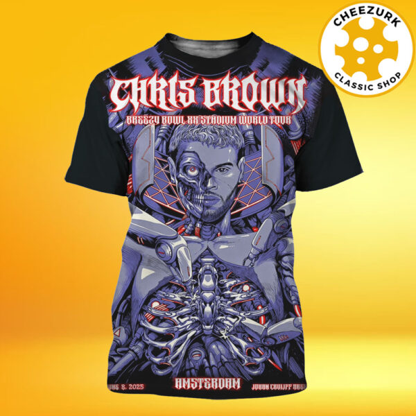 Chris Brown Breezy Bowl XX Stadium World Tour 2025 Poster In Amsterdam Netherlands At Johan Cruyff Arena On June 8 2025 All Over Print Shirt