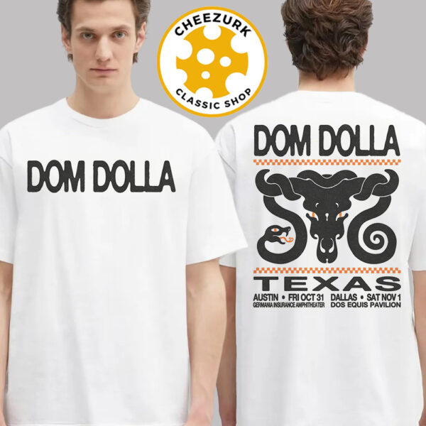 Dom Dolla Event Poster In Texas At Austin On October 31 And At Dallas On November 1st 2025 Two Sided Unisex T-Shirt