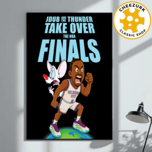 Jalen Williams With Oklahoma City Thunder Are NBA Finals 2025 Champions In Pinky And The Brain Inspired Adidas Harden Vol 9 PE Home Decor Poster Canvas