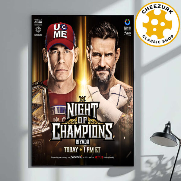 John Cena Vs CM Punk WWE Night Of Champions Riyadh 2025 Matchup Home Decor Poster Canvas