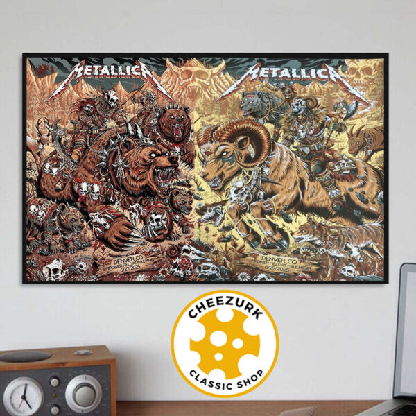 Metallica M72 Denver 2025 Night 1 And 2 Merchandise Poster For Empower Field At Mile High In Denver Colorado On June 27 And 29 2025 Home Decor Poster Canvas