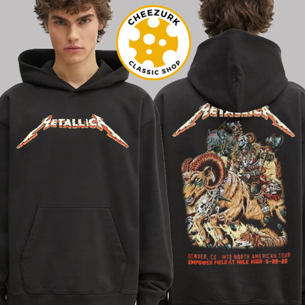 Metallica M72 Denver 2025 Night 2 Merchandise For Empower Field At Mile High In Denver Colorado On June 29 2025 Two Sided Unisex Hoodie