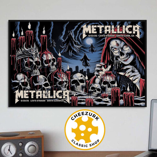 Metallica M72 Santa Clara 2025 Night 1 And 2 Merchandise Poster At Levi’s Stadium In Santa Clara CA On June 20 And 22 2025 Home Decor Poster Canvas