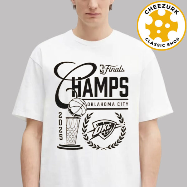 Oklahoma City Thunder Sportiqe Unisex 2025 NBA Finals Champions Metallic Logo Tri-Blend Unisex T-Shirt