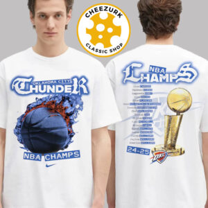 Oklahoma City Thunder X Nike 2025 NBA Finals Champions Celebration Parade Roster Two Sided Unisex T-Shirt