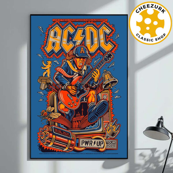 ACDC PWR Up Tour 2025 Event Poster Live At The Olympiastadion In Berlin Germany On June 30 2025 Home Decor Poster Canvas