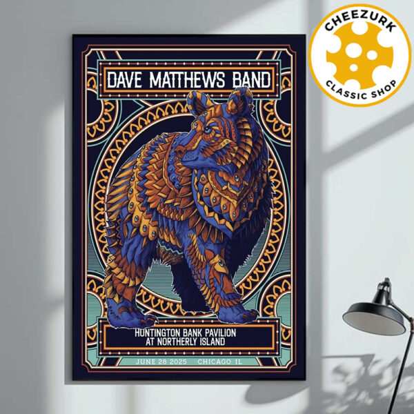 Dave Matthews Band Event Poster Huntington Bank Pavilion At Northerly Island In Chicago IL On June 28 2025 Home Decor Poster Canvas