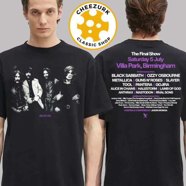 Ozzy Osbourne Event Tee Sabbath Band Photo The Final Show Lineup At Villa Park In Birmingham On July 5 2025 Two Sided Unisex T-Shirt