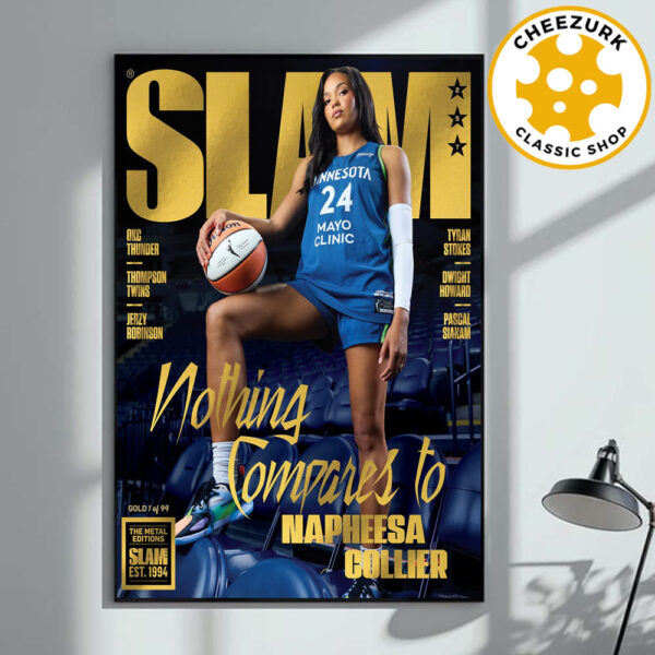 Slam 257 Cover Gold Metal Poster Nothing Compares To Napheesa Collier Magazine WNBA Home Decor Poster Canvas